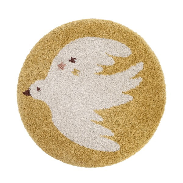 Okrově žlutý dětský koberec ø120 cm Bohemian Bird Miel – Nattiot