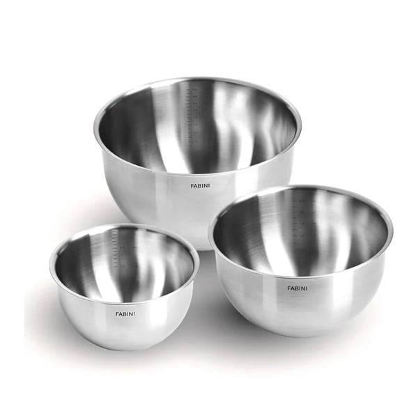 Nerezové mísy v sadě 3 ks ve stříbrné barvě ø 24 cm Lucca 3.0 – FABINI