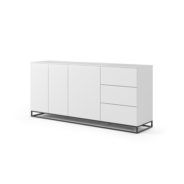 Bílá komoda s bílou deskou s 3 šuplíky a 3 a černýma nohama dvířkami TemaHome Join-image-1