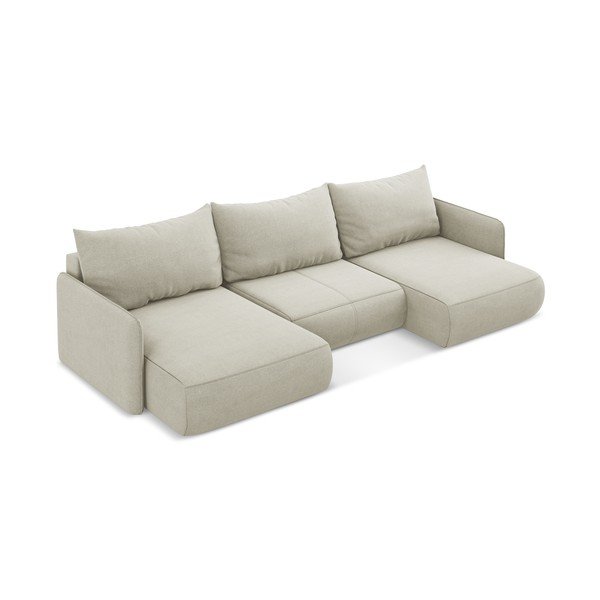 Krémová rozkládací/s úložným prostorem rohová pohovka Nanea – Makamii-image-3