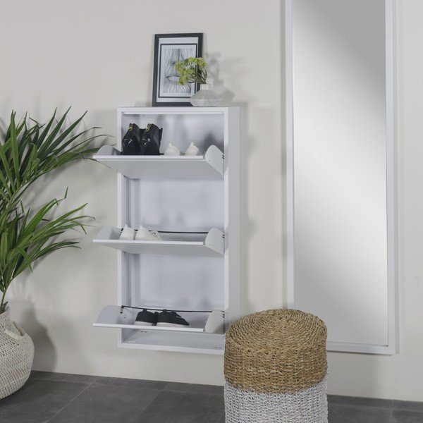 Bílý kovový výklopný botník 50x103x15 cm Billy – Spinder Design-image-1