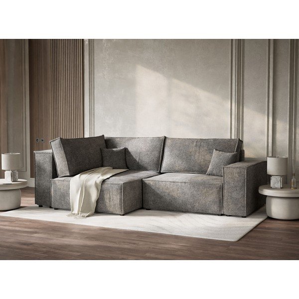 Šedá žinylková rozkládací/s úložným prostorem rohová pohovka (levý roh/do L) Tonga – Maison de Rêve-image-4