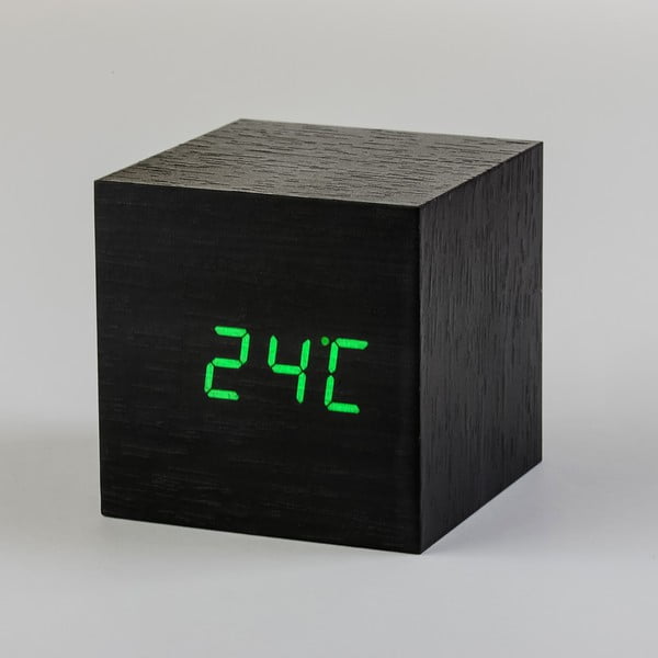 Zelený LED budík Cube Click Clock, černý-image-1