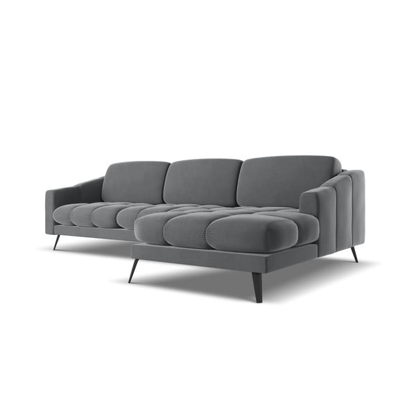 Šedá sametová rohová pohovka (pravý roh) Nalu – Makamii-image-3