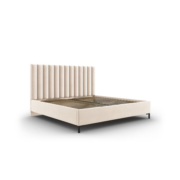 Béžová čalouněná dvoulůžková postel s úložným prostorem s roštem 140x200 cm Casey – Mazzini Beds