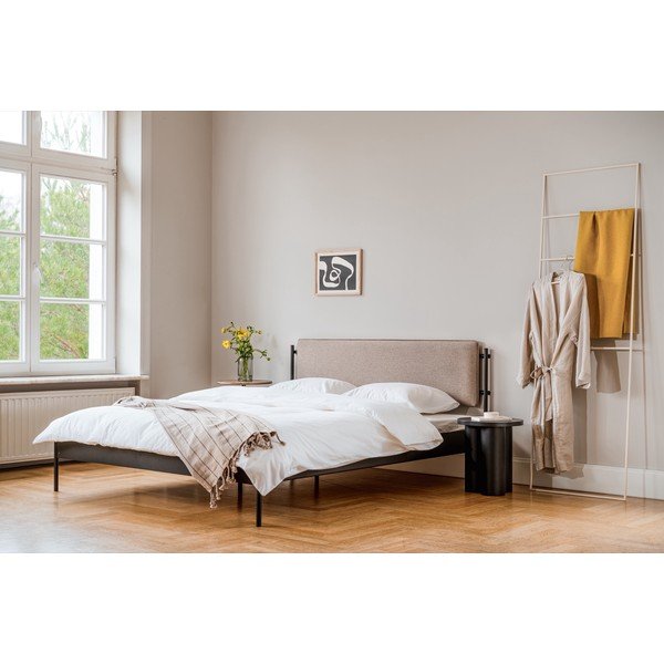 Bílá ocelová čalouněná dvoulůžková postel s roštem 160x200 cm Eton Basic – noo.ma-image-2