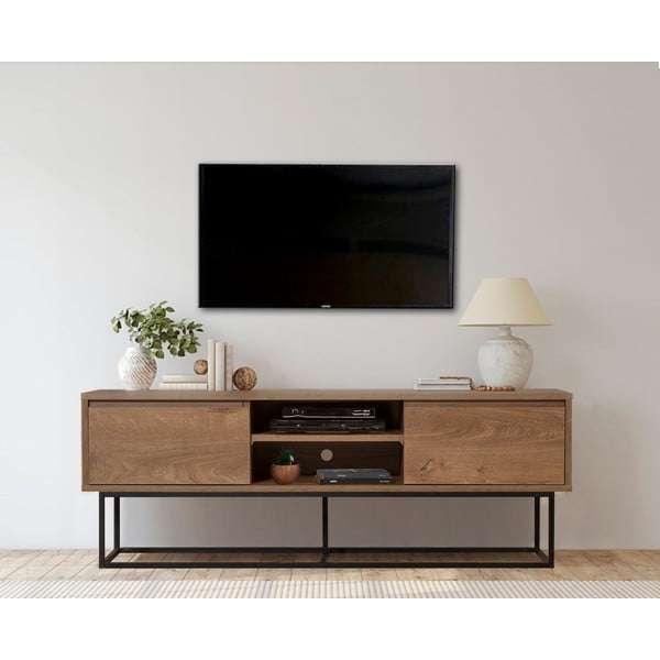 TV stolek v dekoru ořechu v přírodní barvě 140x50 cm Rodez – Kalune Design-image-1