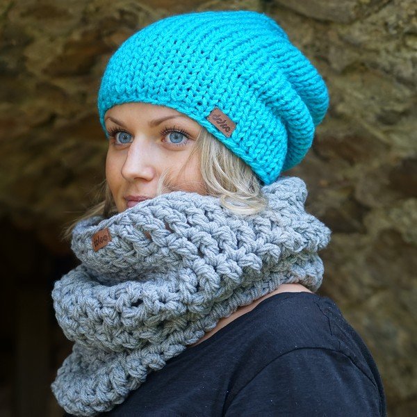 Ručně pletená čepice DOKE Blue Beanie-image-2