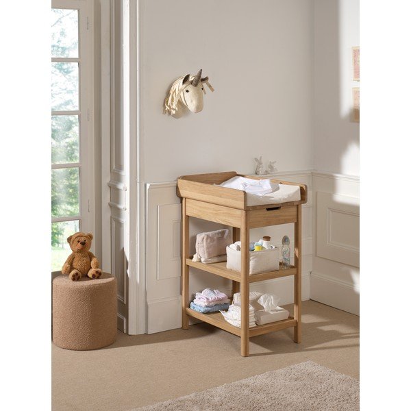 Přebalovací pult z dubového dřeva s přebalovacím pultem v přírodní barvě Forrest – Vipack-image-1