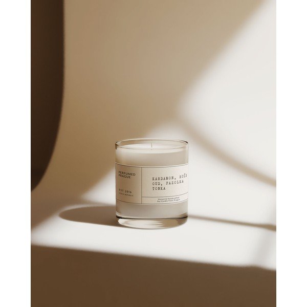 Vonná sojová svíčka doba hoření 40 h #83 Cardamom, Rose, Oud, Tonka – Perfumed Prague