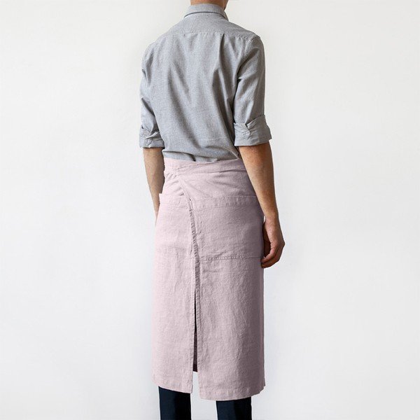 Světle růžová lněná zástěra Linen Tales Garcon, délka 76 cm-image-1