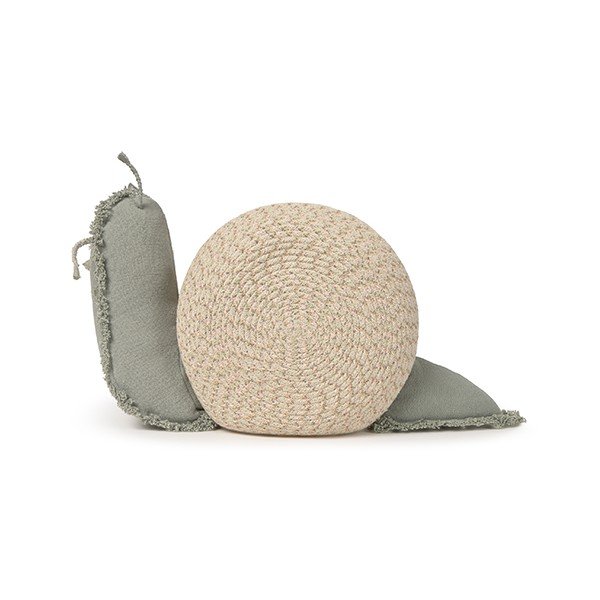 Krémový/šalvějově zelený látkový dětský koš na hračky 60x24x30 cm Big Snail – Lorena Canals