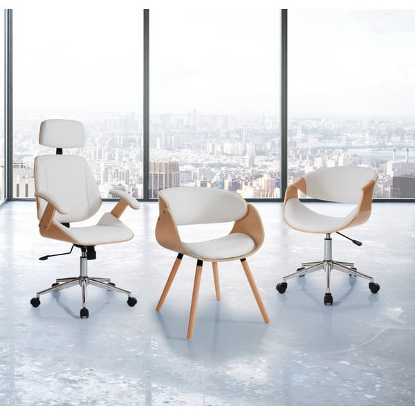 Kancelářská židle z imitace kůže v bílo-přírodní barvě Visby – Tomasucci-image-1