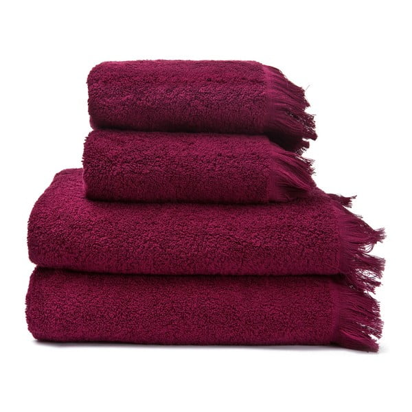 Set 2 červených bavlněných ručníků a 2 osušek Casa Di Bassi Riad