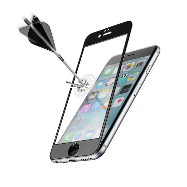 Černé ochranné tvrzené sklo pro celý displej CellularLine CAPSULE pro Apple iPhone 6/6S