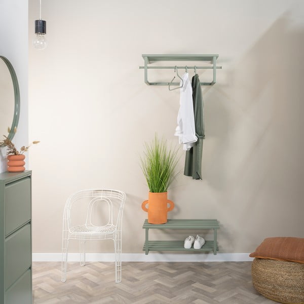 Šedozelený kovový nástěnný věšák s poličkou 76 cm Marco – Spinder Design-image-1