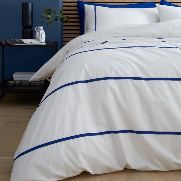 Modro-bílé bavlněné povlečení na jednolůžko 135x200 cm Herringbone Trim Stripe – Content by Terence Conran-image-1