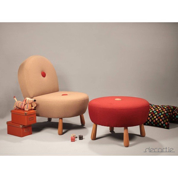 Taburetka Dodue Pouf, krémová/červená-image-2