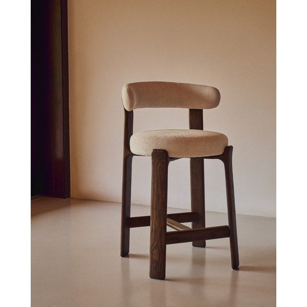 Béžová/v tmavě přírodní barvě barová židle z jasanového dřeva (výška sedáku 65 cm) Granite – Kave Home-image-1