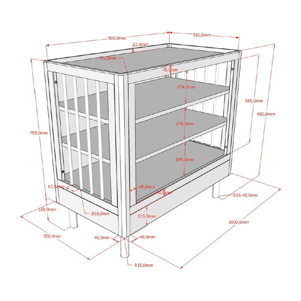 Bílá dětská komoda z bukového dřeva s přebalovacím pultem 100x95x55 cm Forrest – Vipack-image-3