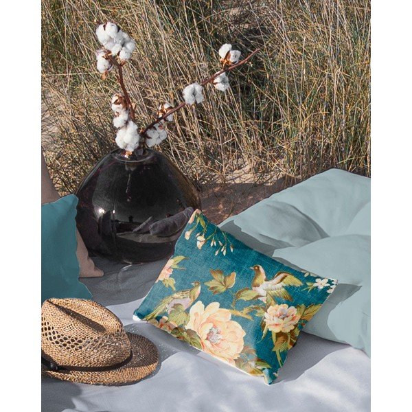 Petrlolejově modrý polštář Tierra Bella Birds, 50 x 35 cm-image-1