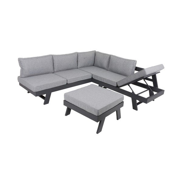 Šedý hliníkový zahradní lounge set pro 4 Donna – Garden Pleasure-image-4