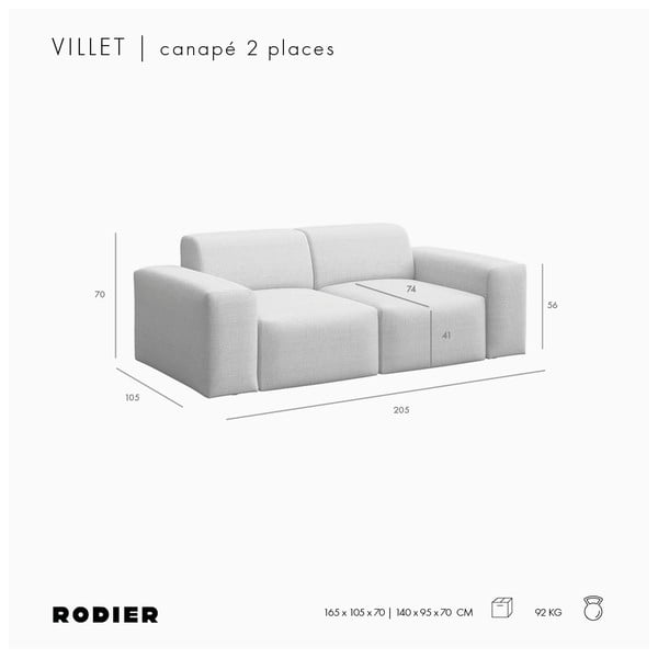 Béžová pohovka 205 cm Villet – Rodier-image-4