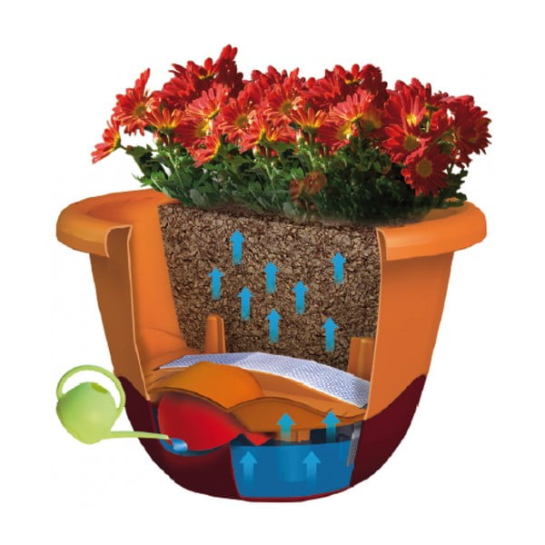 Šedý samozavlažovací květináč vhodný k zavěšení Plastia Mareta, délka 30 cm-image-2