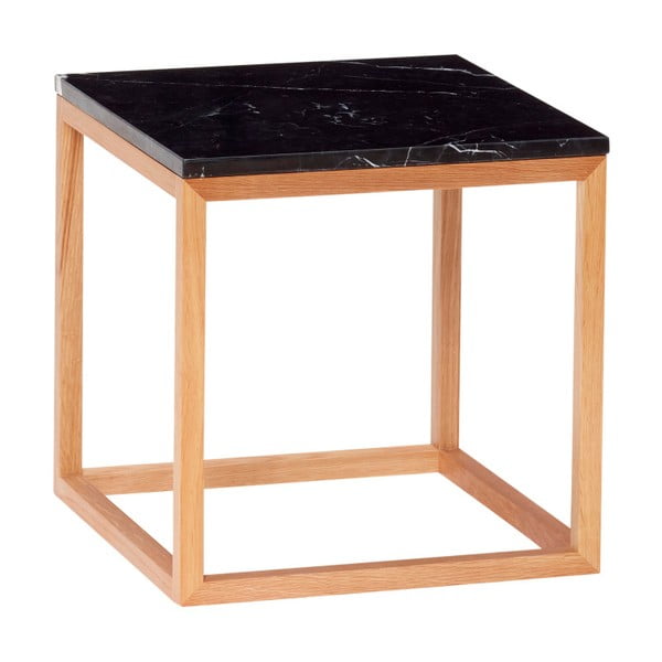 Dubový odkládací stolek s černou mramorovou deskou Hübsch Gedda