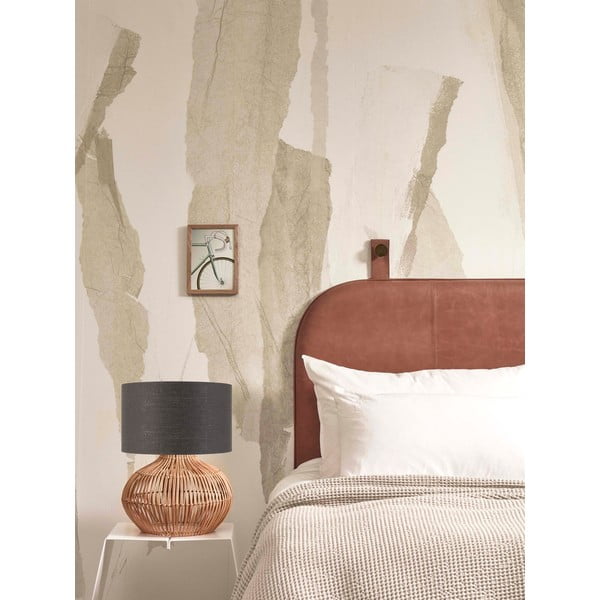 Stolní lampa s textilním stínidlem v tmavě šedo-přírodní barvě (výška 48 cm) Kalahari – Good&Mojo-image-1