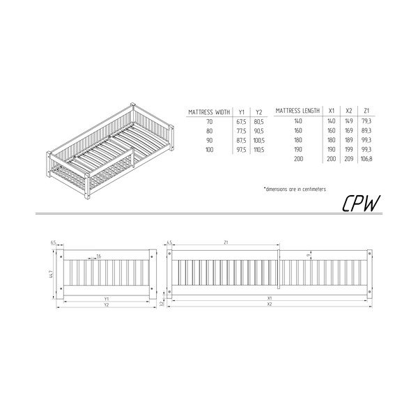 Dětská postel z borovicového dřeva v přírodní barvě 90x160 cm Mila CPW – Adeko-image-3