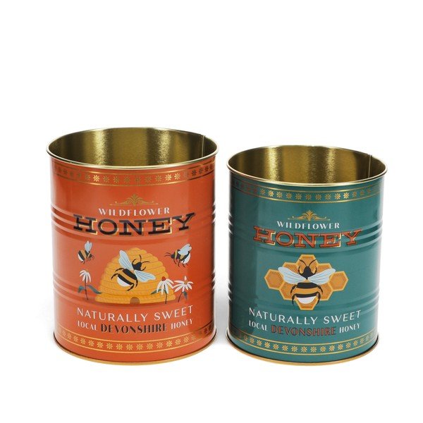 Dekorativní cínové úložné boxy v sadě 2 ks ø 11x13 cm Honey – Rex London