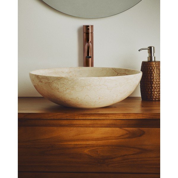 Béžové kamenné kulaté umyvadlo ø 40 cm Darnen – Kave Home-image-1