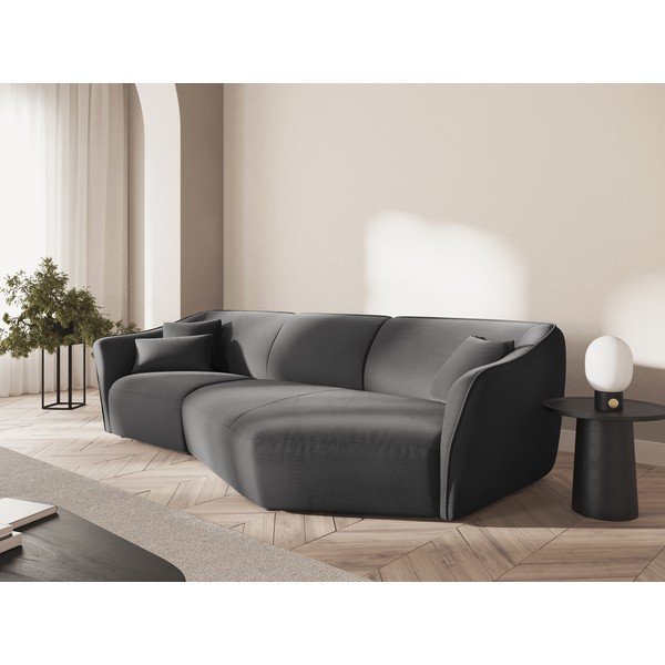 Tmavě šedá sametová rohová pohovka Tokyo – Cosmopolitan Design-image-1