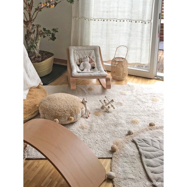 Béžový pratelný ručně tkaný bavlněný dětský koberec ø120 cm Bubbly Honey – Lorena Canals-image-4