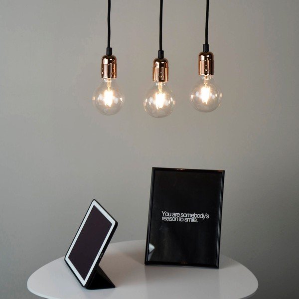 Černé tříramenné závěsné svítidlo s detaily v měděné barvě Sotto Luce Uno-image-1