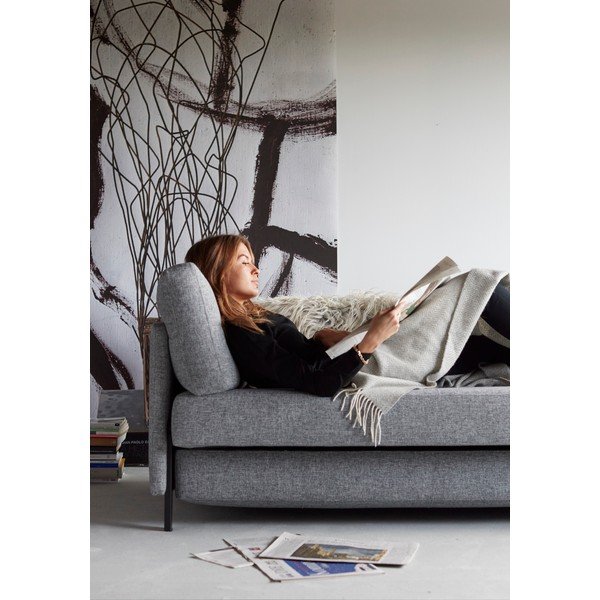 Šedá rozkládací pohovka Innovation Cubed With Arms Twist Granite, 100 x 174 cm-image-1