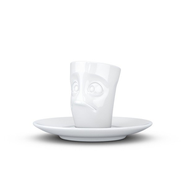 Bílý zklamaný porcelánový šálek na espresso s podšálkem 58products, objem 80 ml-image-2