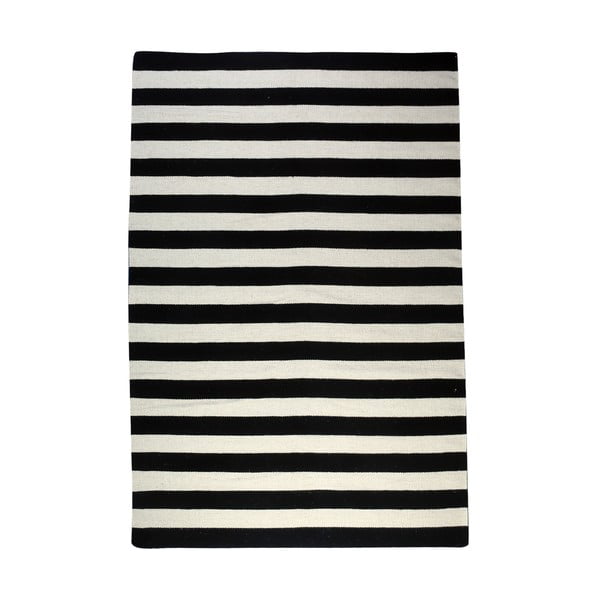 Vlněný koberec Geometry Stripes Black & White, 160x230 cm