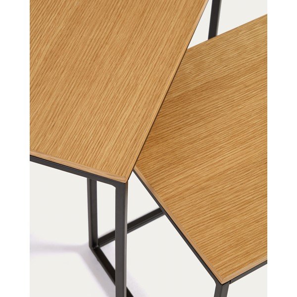 Odkládací stolky v sadě 2 ks s deskou v dubovém dekoru 45x45 cm Yoana – Kave Home-image-3