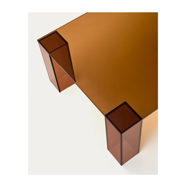 Hnědý skleněný konferenční stolek 60x140 cm Adularia – Kave Home-image-3