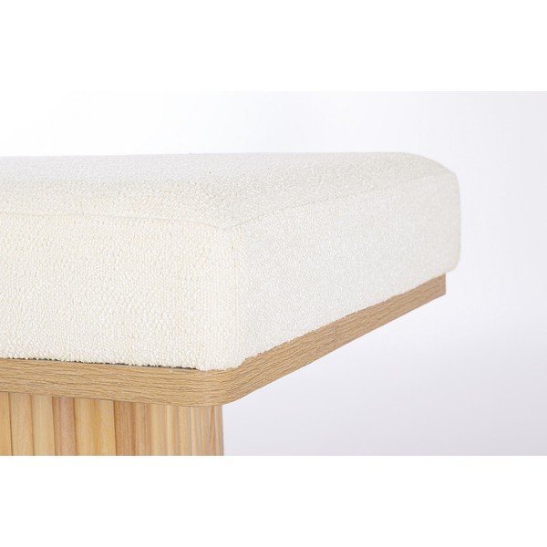 Krémová polstrovaná lavice z textilie bouclé Floriana – Bizzotto-image-4
