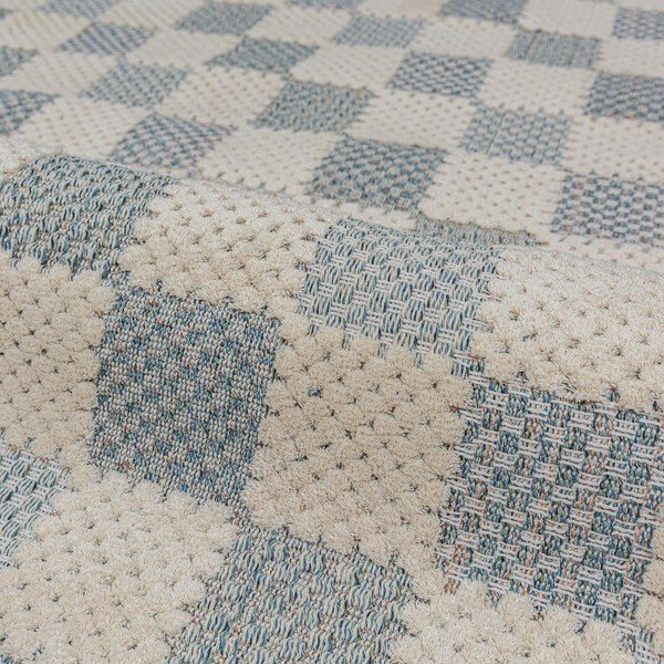 Modrý pratelný běhoun s příměsí bavlny 80x230 cm Muted Checkerboard – Flair Rugs-image-4