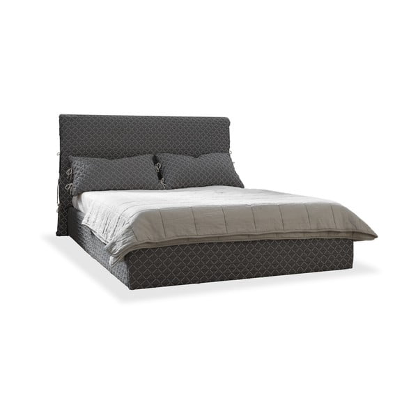 Šedá čalouněná dvoulůžková postel s úložným prostorem s roštem 160x200 cm Sleepy Luna – Miuform