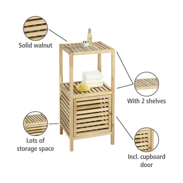 Nízká koupelnová skříňka z ořechového dřeva v přírodní barvě 40x86 cm Norway – Wenko-image-2