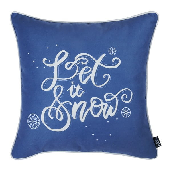 Modrý povlak na polštář s vánočním motivem Mike & Co. NEW YORK Honey Let It Snow, 45 x 45 cm
