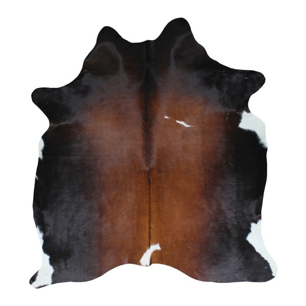 Černo-hnědý koberec z hovězí kůže, 195 x 160 cm