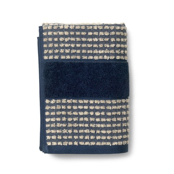 Tmavě modro-béžová osuška z bio bavlny 70x140 cm Check – JUNA