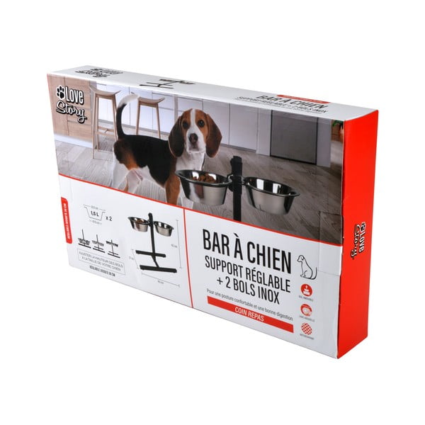 Set misek s podstavcem pro psa z nerezové oceli – Love Story-image-4