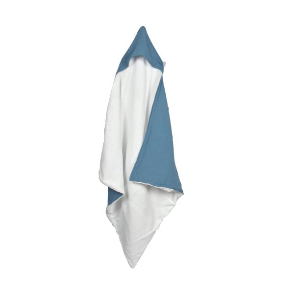 Modrá mušelínová dětská osuška s kapucí 75x75 cm – Bébé Douceur-image-2